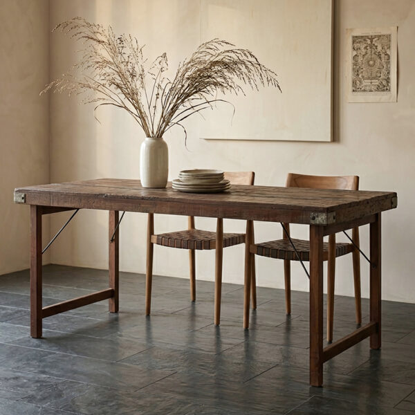 TAOW00094D-3.jpg Inklapbare vintage eettafel - gerecycled hout - 165 x 75 x 76 cm