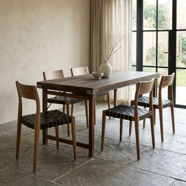 TAOW00094DXL-3.jpg Inklapbare vintage eettafel XL - Gerecycled hout - 190x80x76 cm