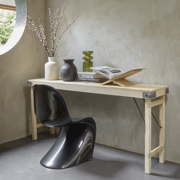 TAOW00098-1.jpg Witgewassen inklapbare wandtafel/consoletafel - 170x40x76 cm