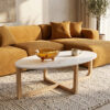Ovale marmeren salontafel - Wit - 120x60x38 cm