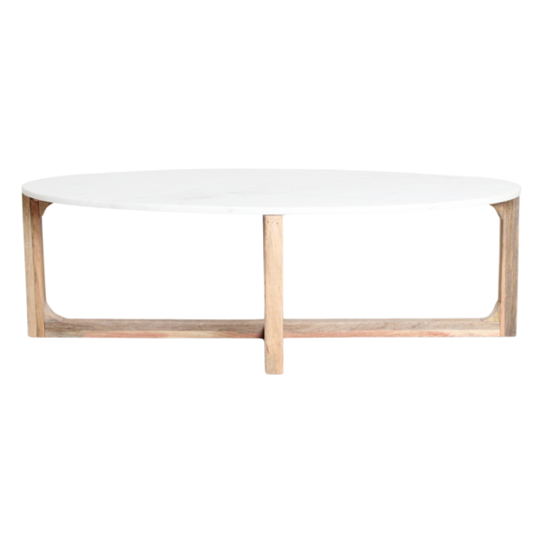 Ovale marmeren salontafel - Wit - 120x60x38 cm