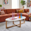 Ovale marmeren salontafel - Wit - 120x60x38 cm