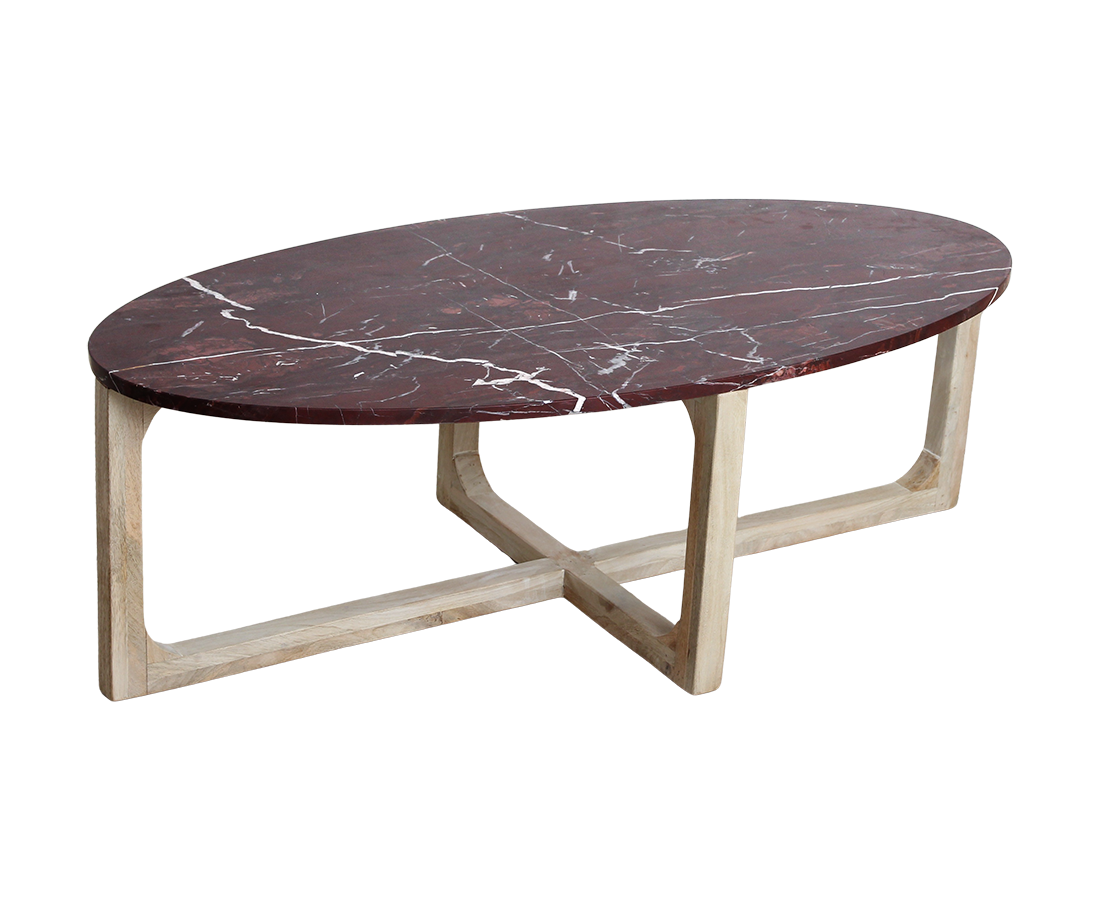 TAST00166-0.png Ovale Marmeren salontafel Cherry - 120x60x38 cm
