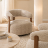 Beige Ronde Bouclé Fauteuil J-line