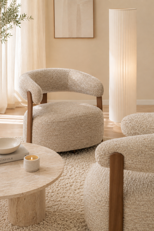 Beige Ronde Bouclé Fauteuil J-line