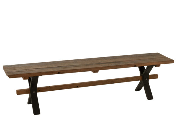 Vintage bruine houten (eetkamer) bank