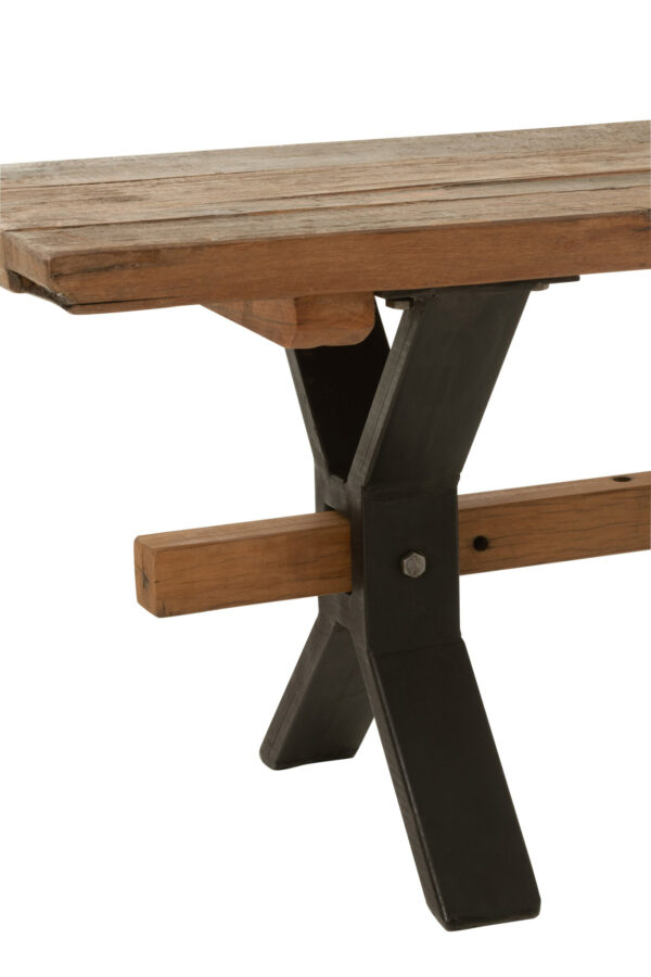 Vintage bruine houten (eetkamer) bank