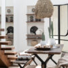 Vintage bruine houten (eetkamer) bank