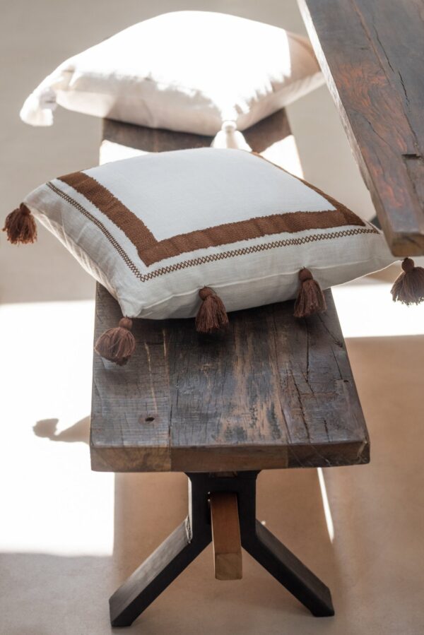 Vintage bruine houten (eetkamer) bank