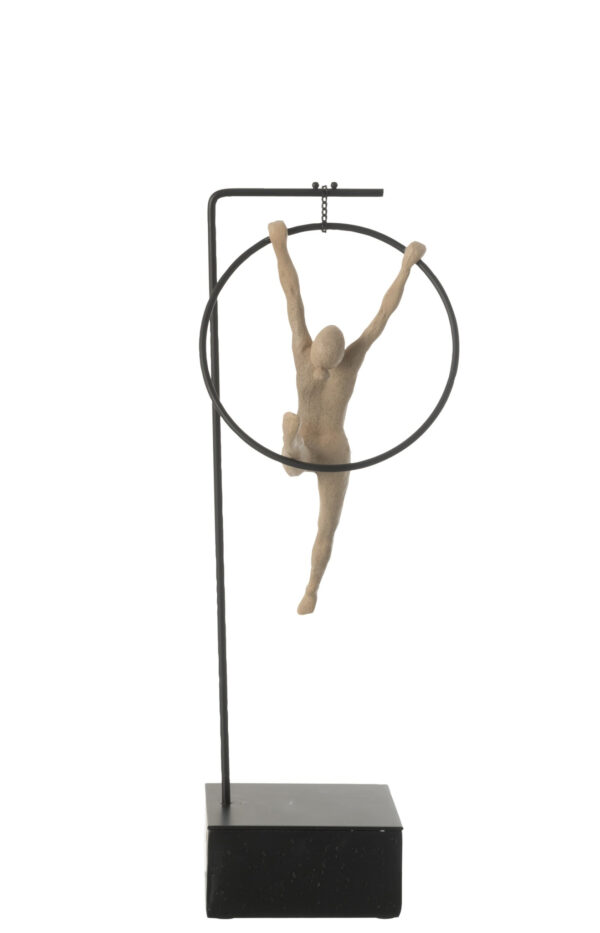 50135-2.jpg Decoratief Beeld Gymnaste Hoepel beige/zwart