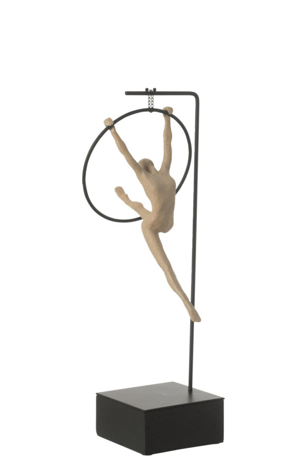 50135-3.jpg Decoratief Beeld Gymnaste Hoepel beige/zwart