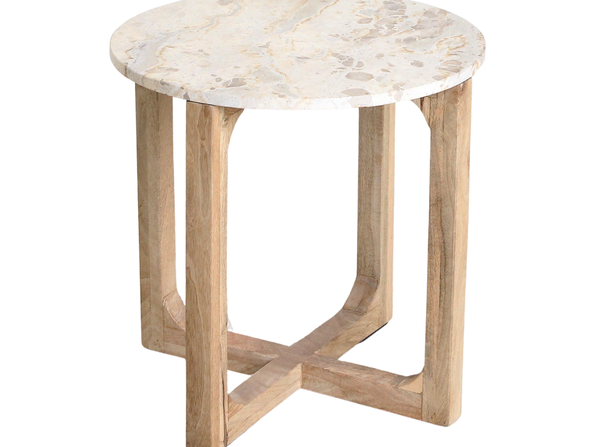 Marmeren bijzettafel crème - 50x50x50 cm