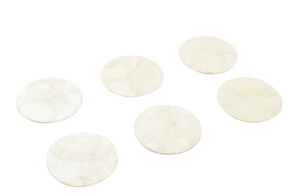 Set van 6 schelp-onderzetters, wit