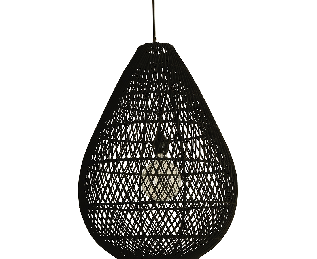LIRA00903B-0.png Maze druppel rotan hanglamp zwart - Ø 45x65 cm