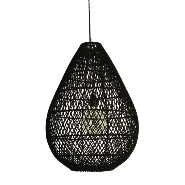 Maze druppel rotan hanglamp zwart - Ø 45x65 cm