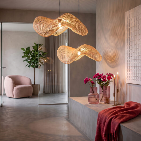 Wave rotan hanglamp L - Ø 71x26 cm