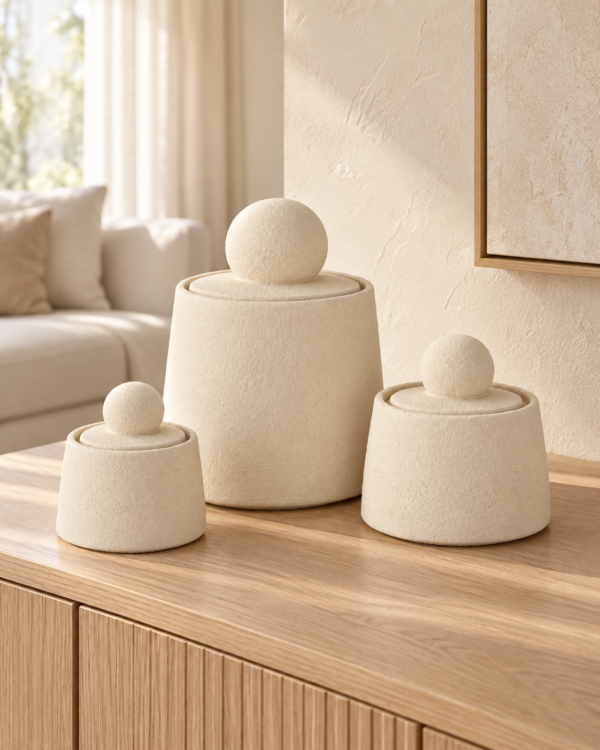 Set van 3 beige decoratieve potten Maris 53049 Set van 3 beige decoratieve potten Maris